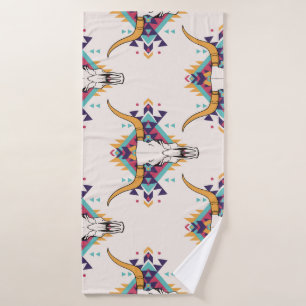 Toalha De Banho Touro Tribal Caveira: Boho Sem Semente