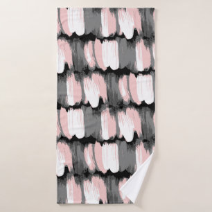 Toalha De Banho Traços de pincel, decoração cor-de-rosa-cinza.