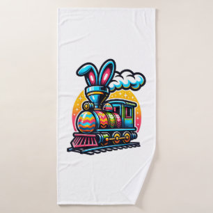 Toalha De Banho Trem de Coelho Ferrovia Ovo de Páscoa Crianças Men