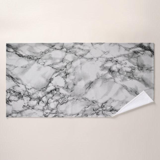 Toalha De Banho Trendy White Marble Stone - (Toalha de Banho)