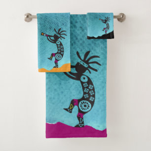 Toalha de Banho Turquesa do Sudoeste Kokopelli