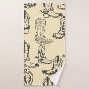 Toalha De Banho Um padrão perfeito com botas de cowboy. vaqueiro,