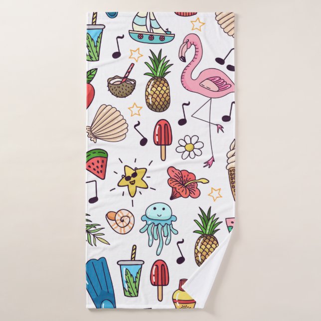 Toalha De Banho Um padrão perfeito com elementos de verão. ilustra (Toalha de Banho)