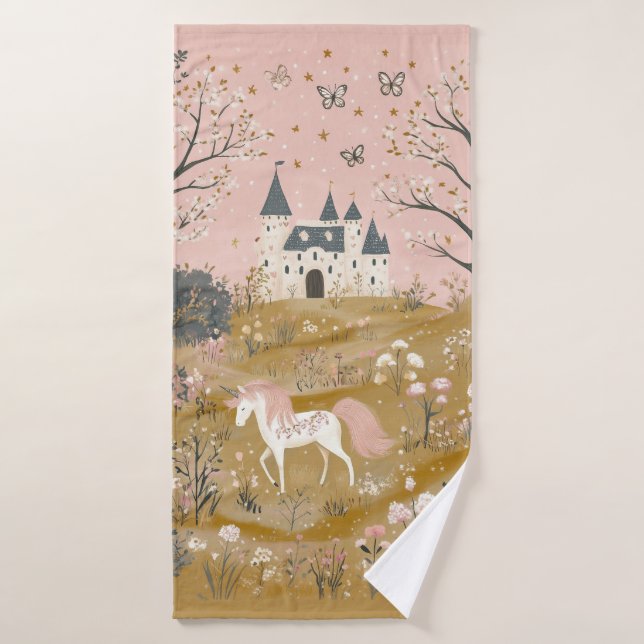 Toalha De Banho Unicorn e Castle Towel for Girl (Toalha de Banho)