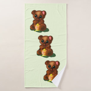 Toalha De Banho Urso de Mel Bonito - Doce - Adicionar Cor / Texto