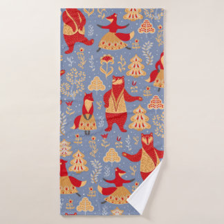 Toalha De Banho Ursos dançarinos e raposas num marinheiro floresta