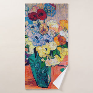 Toalha De Banho Vase com Rosas e Anêmonas, Van Gogh