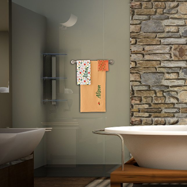 Toalha de banho verde branco-esverdeado, em flores (Criador carregado)