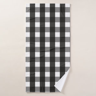 TOALHA DE BANHO VERIFICAÇÃO DO GINGHAM BRANCO E NEGRO DE EXPLORAÇÃ