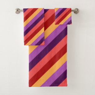 Toalha de Banho Vermelho de Cereja Stripes Violeta