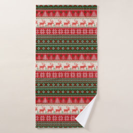 Toalha De Banho Vermelho Verde Natal