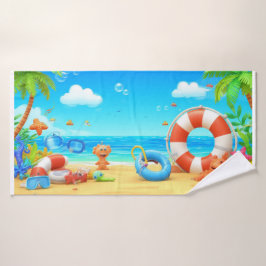Toalha De Banho 🌞 Vibrações de Paraíso de Praia Tropical dos Dese