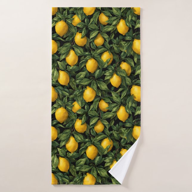 Toalha De Banho Vibrant Lemon Citrus Tree Pattern (Toalha de Banho)