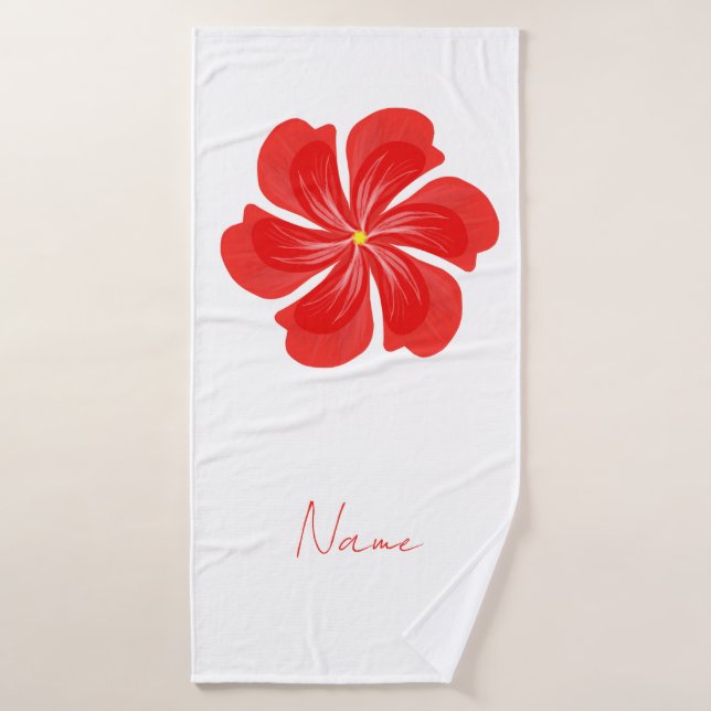 Toalha De Banho Vibrant Red Petal Bloom - Minimalist Floral Art (Toalha de Banho)