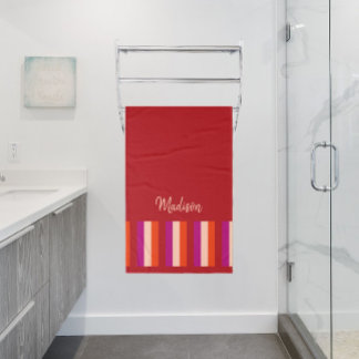 Toalha De Banho Vibrante Summer Strips Bath Towel - vermelho profu