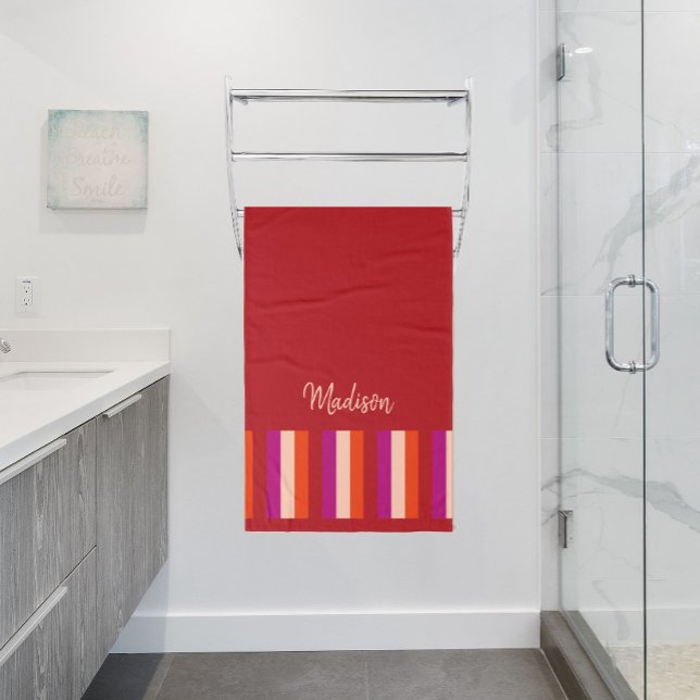 Toalha De Banho Vibrante Summer Strips Bath Towel - vermelho profu (Criador carregado)