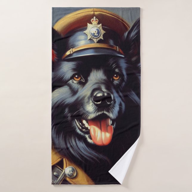 Toalha De Banho Vintage Black German shepherd Painting