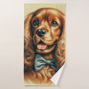 Toalha De Banho Vintage Cocker Spaniel Oil