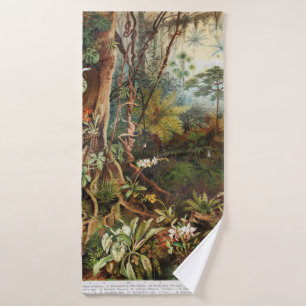 Toalha De Banho Vintage desenho de plantas florestais tropicais a