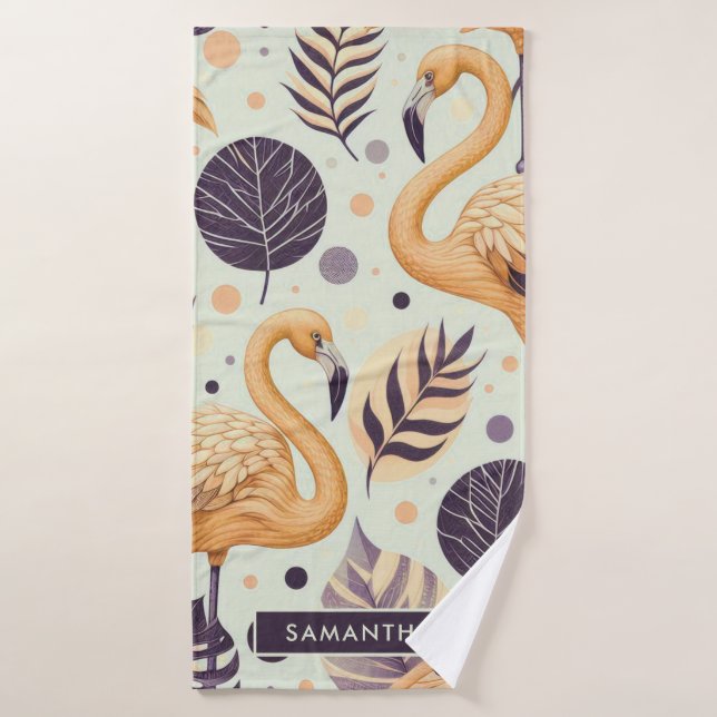 Toalha De Banho Vintage Flamingo Seamless (Toalha de Banho)