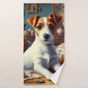 Toalha De Banho Vintage Jack Russell Terrier Painting
