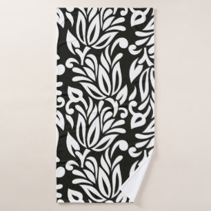 Toalha De Banho Vintage sem costura, preto e branco, floral