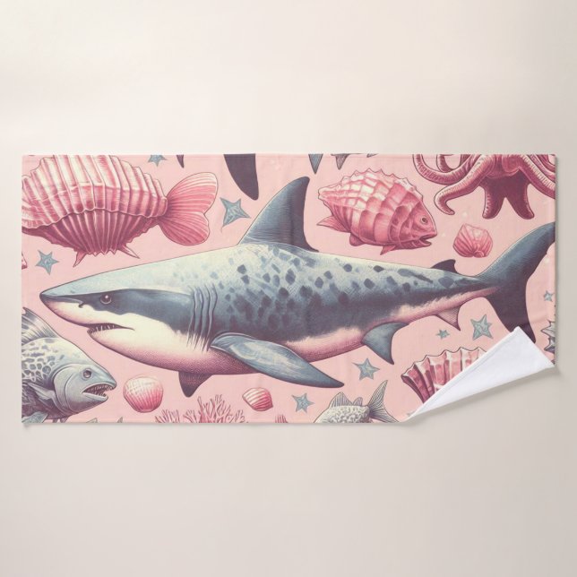 Toalha De Banho Vintage Shark Seamless (Toalha de Banho)