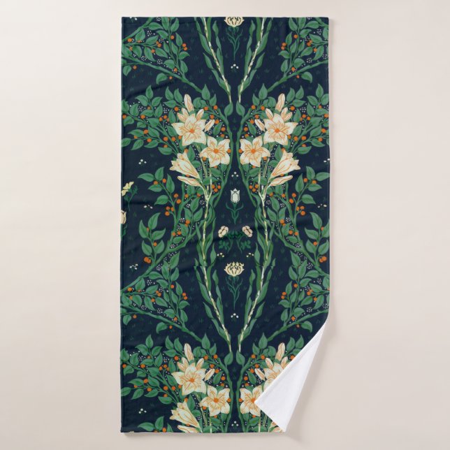 Toalha De Banho Walter Crane White Lily-Blue Back Shower Curtain (Toalha de Banho)
