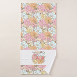 Toalha De Banho Watercolor Padrão floral colorido Mamãe