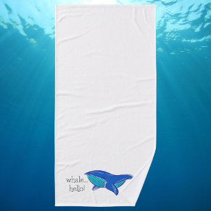 Toalha De Banho "Whale Hello" Blue Whale White