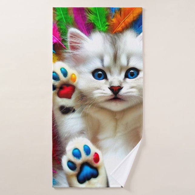 Toalha De Banho White Kitten Art (Toalha de Banho)