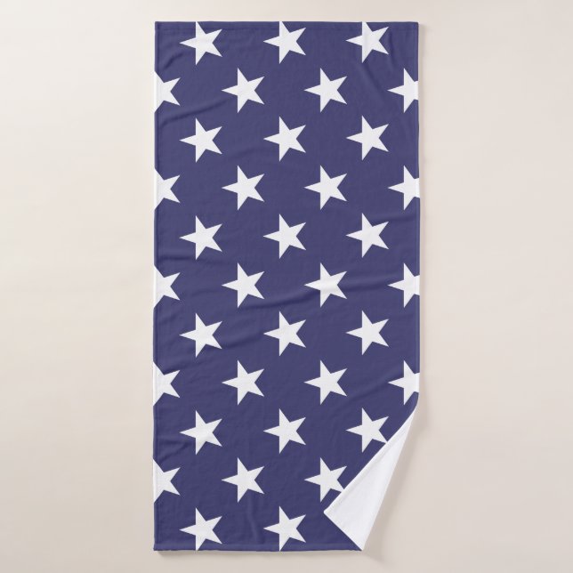 Toalha De Banho White Stars Patriotic American Flag Patterno (Toalha de Banho)