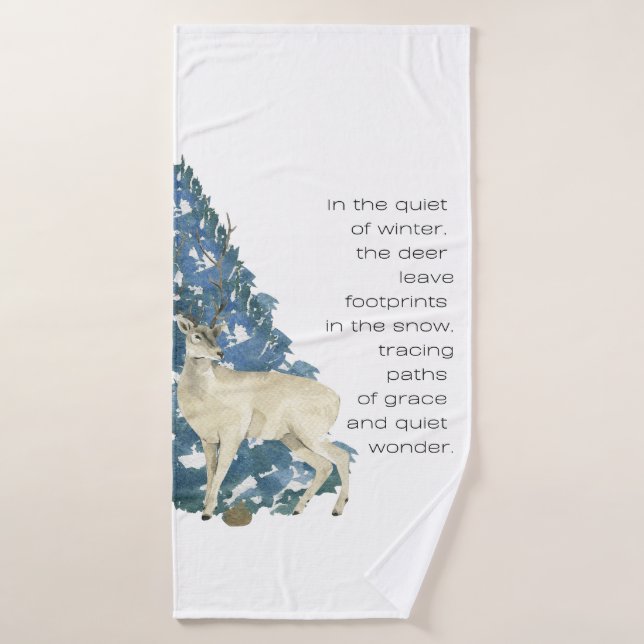 Toalha De Banho Wild Deer Footprints in Snow – Winter Nature Art (Toalha de Banho)