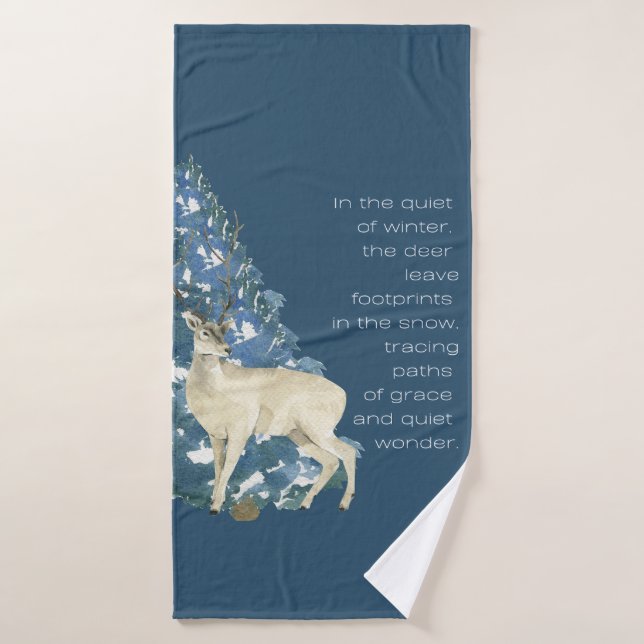 Toalha De Banho Wild Deer Footprints in Snow – Winter Nature Art (Toalha de Banho)