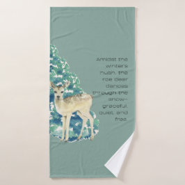 Toalha De Banho Winter Deer in the Snow – Wildlife Art Home Decor