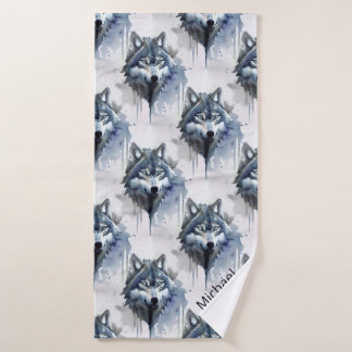 Toalha De Banho Wolf Head Dusty Blue
