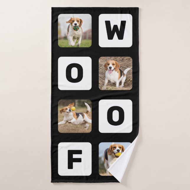 Toalha De Banho Woof Personalised Photo Collage Pet Lover Dog (Toalha de Banho)