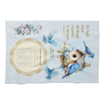 Toalha de calendário de 2027 Azul Ecclesiastes 3:1