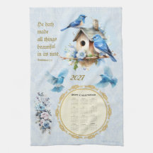 Toalha de calendário de 2027 Azul Ecclesiastes 3:1