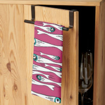 Toalha de chá com padrão de peixe preto - Gatinho