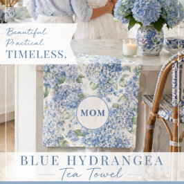 Toalha de Chá Hydrangea Azul Presente para a Mamãe