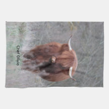 Toalha de Chá Personalizada da Vaca das Terras Alt