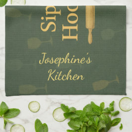 Toalha de Chá Personalizada Sip Sip Hooray Amante