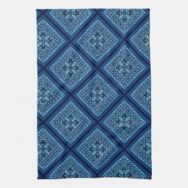 Toalha de Cozinha com Diamante Azul e Padrão Mosai