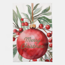 Toalha de Cozinha Enfeite Feliz Natal