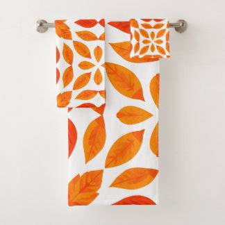Toalha de Cozinha Floral Geométrica Laranja e Verm