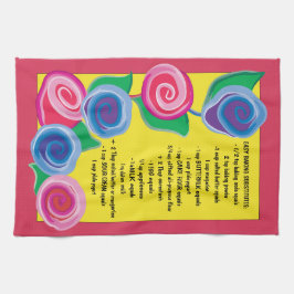 Toalha de cozinha "Flores com Dicas de Baking"