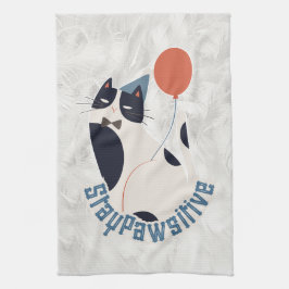 Toalha de Cozinha Gato Tuxedo Caprichoso Fique Paw