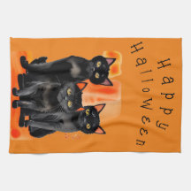 Toalha de cozinha gatos pretos do Halloween