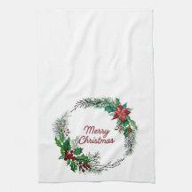 Toalha de Cozinha Grinalda Feliz Natal